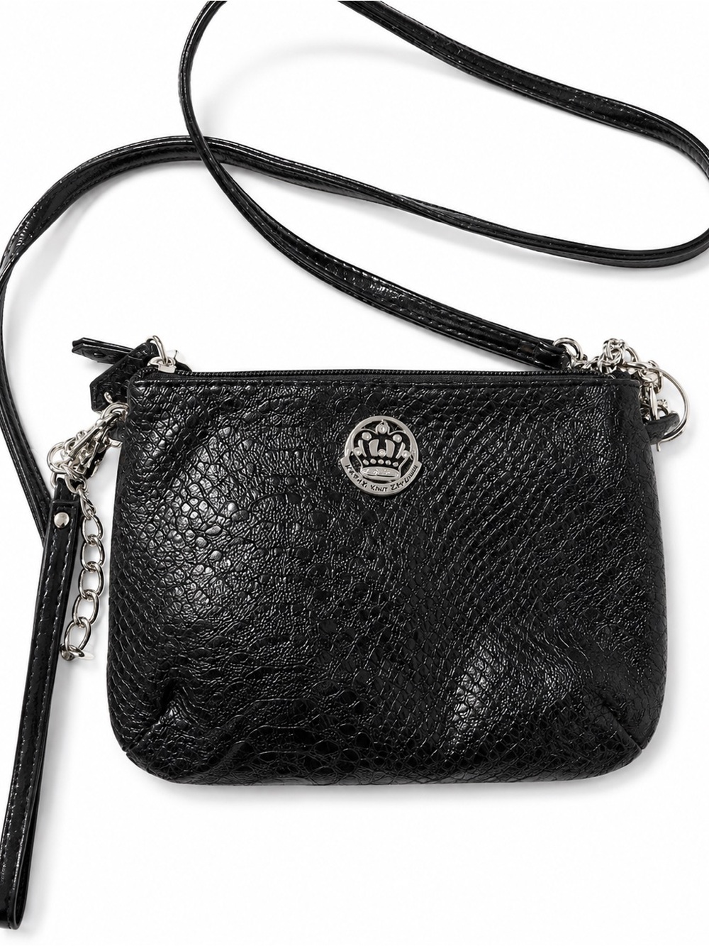 EUC Kathy Van Zeeland Black Patent Crossbody & Wristlet 2-Piece Set
